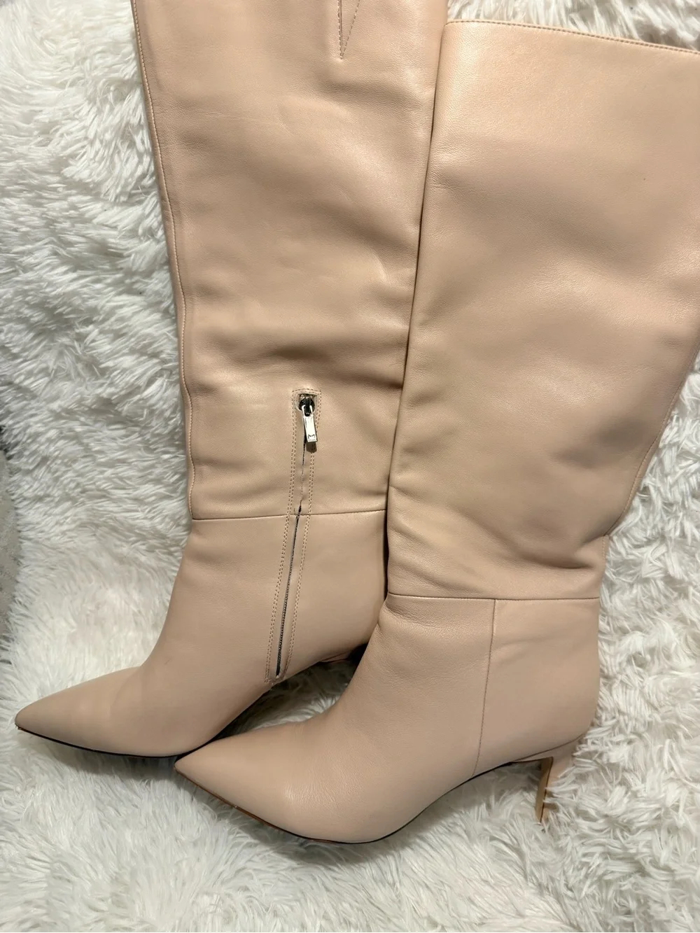 Marc Fisher Blush Beige Over-the-Knee Pointed Toe Boots